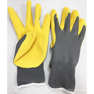 NMSAFETY garden use 13g yellow color latex palm safety gloves